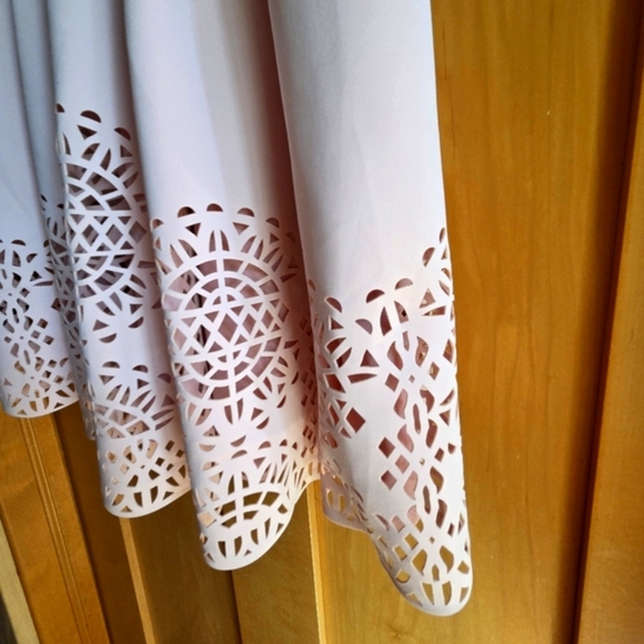 NEW Vince Camuto Blush Pink LASER-CUT FIT-AND-FLARE DRESS - Picture 9 of 10